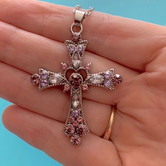 Jewelry Rhinestone Cross Pendant Zinc Alloy Necklace Poshmark